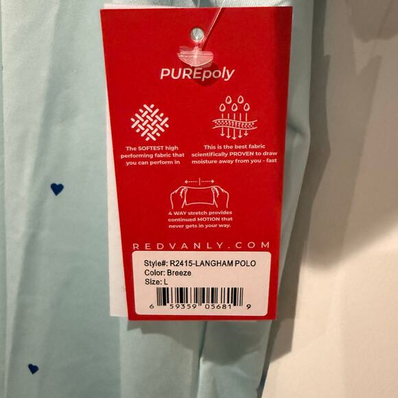 Redvanly Langham Polo Shirt Men’s Large Breeze Blue PUREpoly Athletic Luxury NWT - Picture 6 of 7